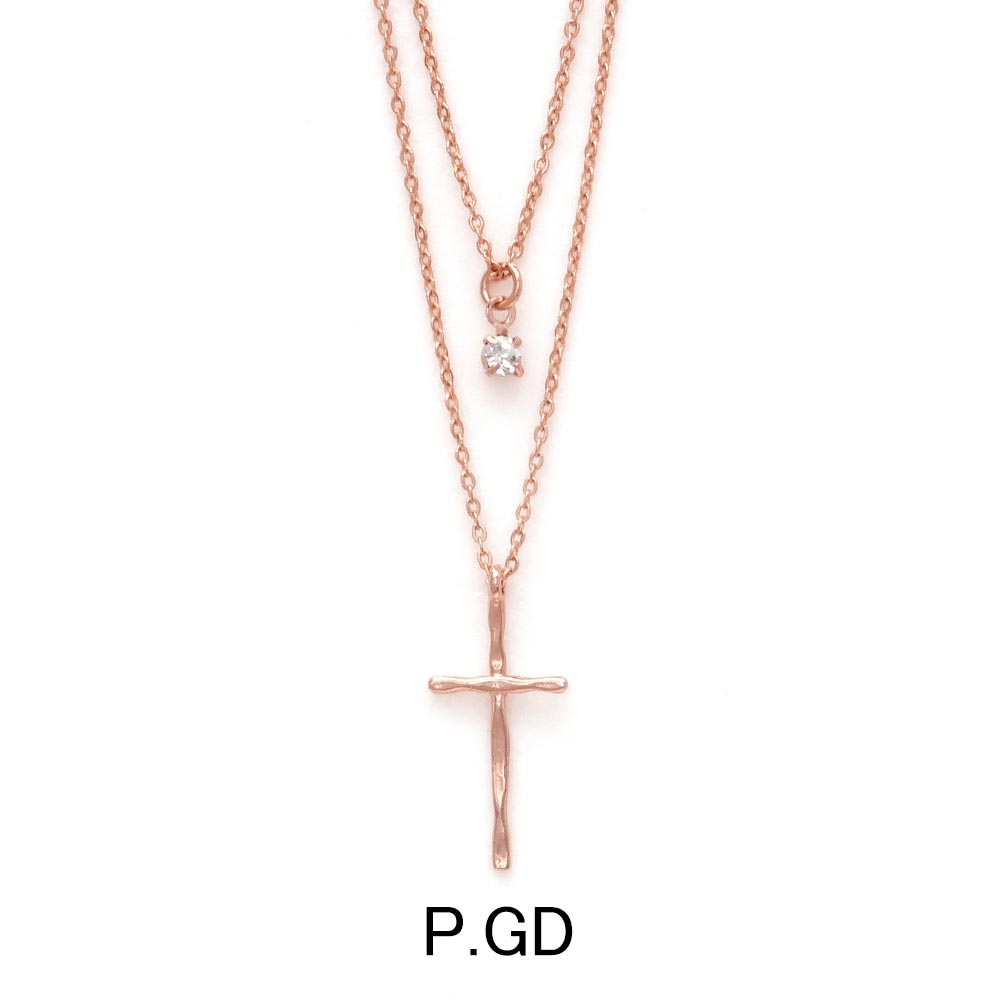 Layered Cross Crystal Necklace