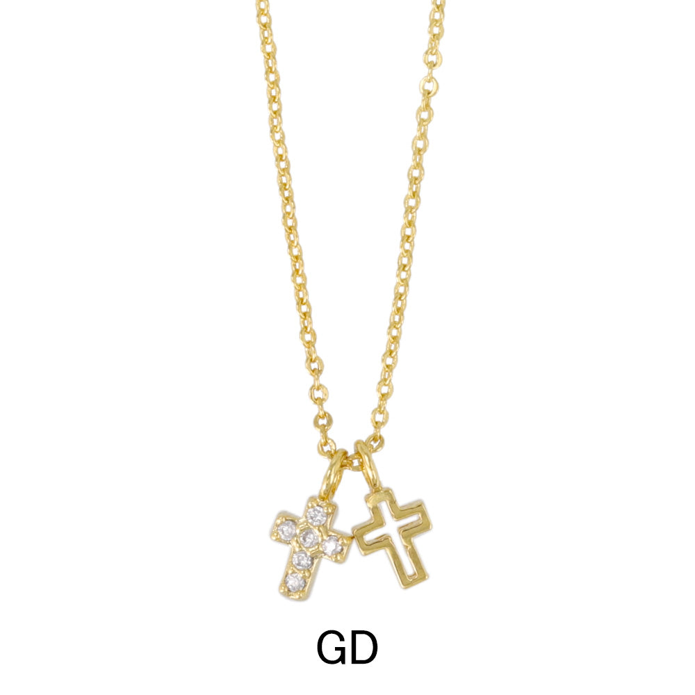 Twin Cross Charm Necklace