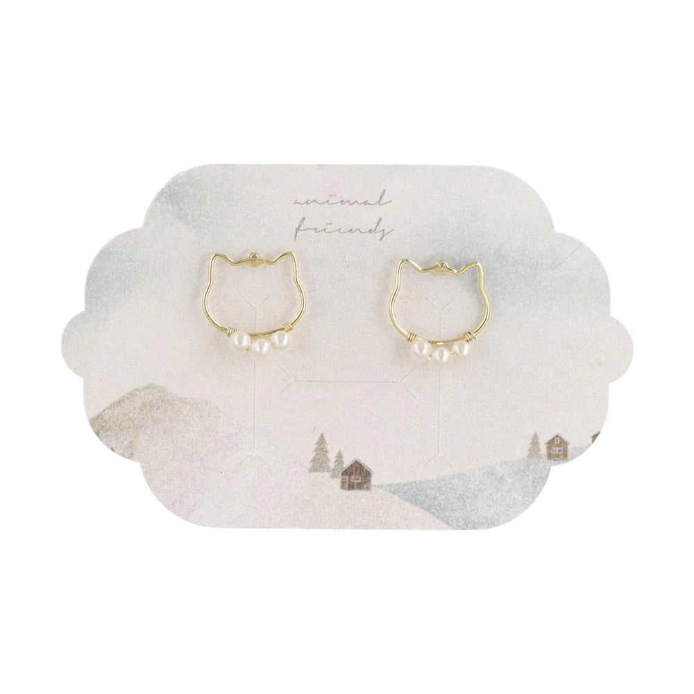 Pearlized Cat Face Earrings