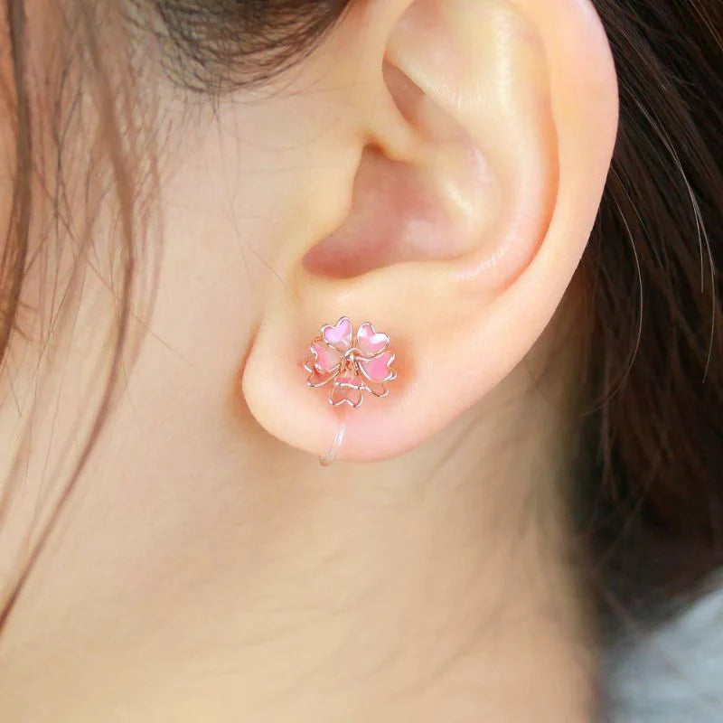 Sakura Flower Invisible Clip On Earrings