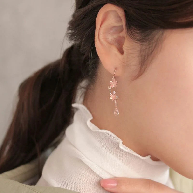 Sakura Mismatched Linear Earrings