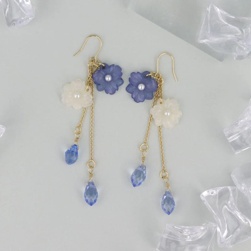 Mini Nemophila Layered Drop Earrings