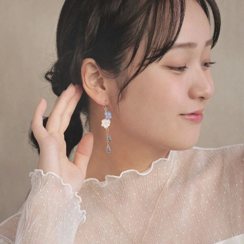 Mini Nemophila Layered Drop Earrings