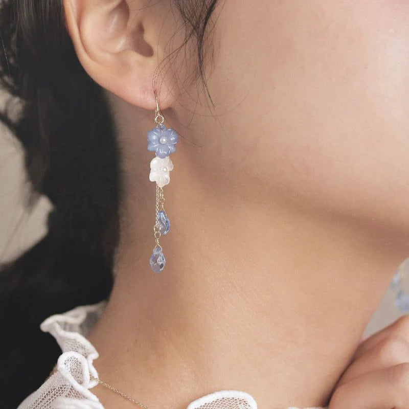 Mini Nemophila Layered Drop Earrings