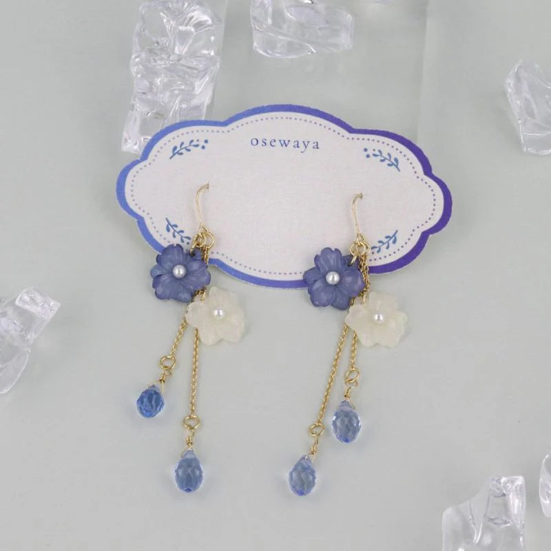 Mini Nemophila Layered Drop Earrings