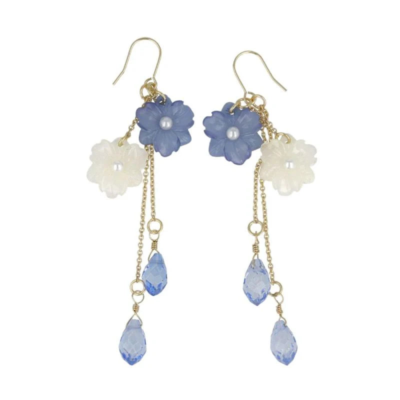Mini Nemophila Layered Drop Earrings