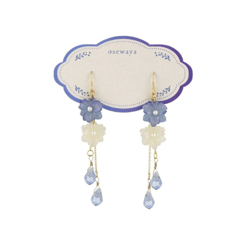 Mini Nemophila Layered Drop Earrings