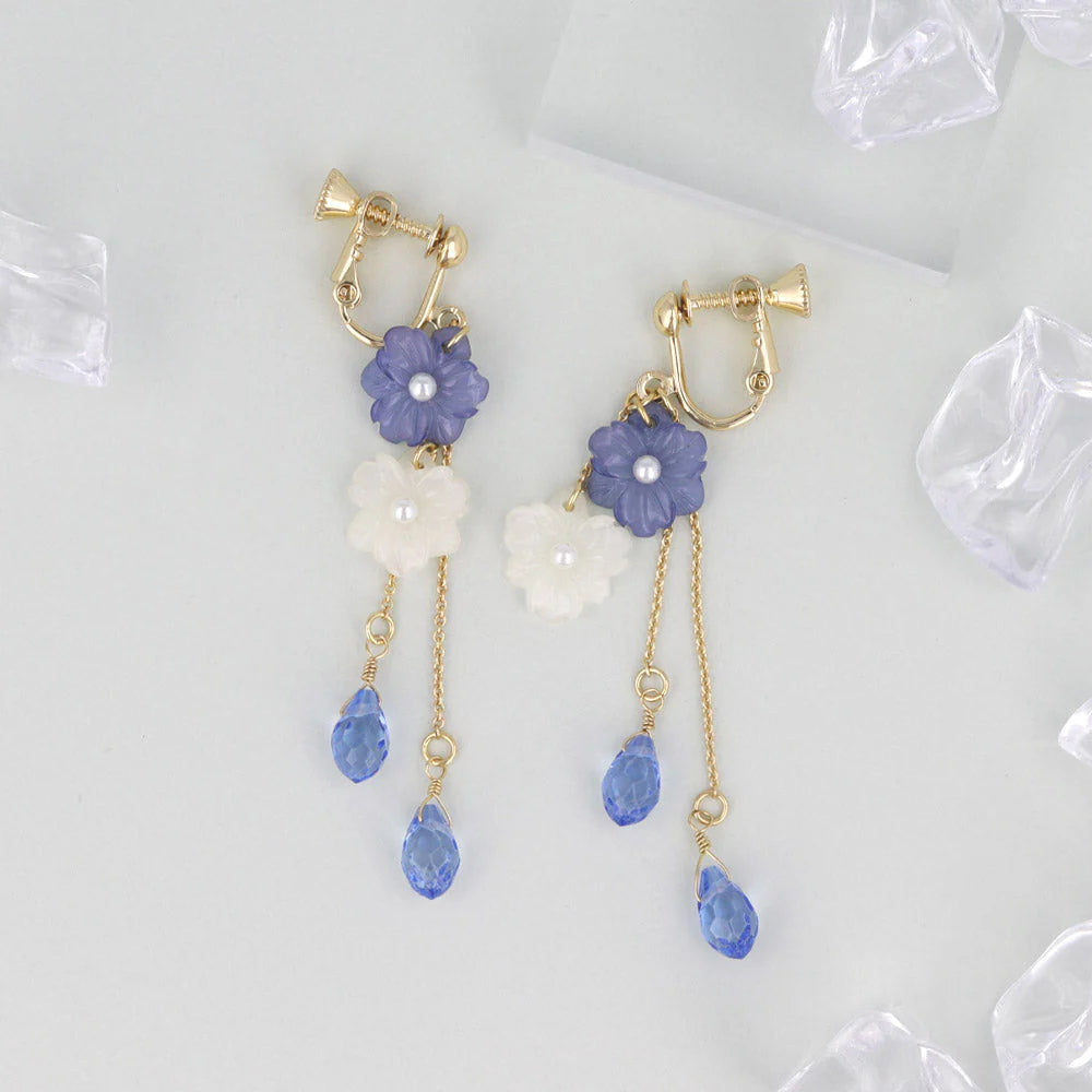 Mini Nemophila Layered Drop Clip Ons