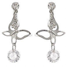 Multi Butterfly Drop Clip On Earrings