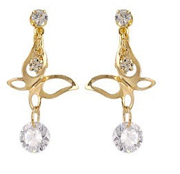 Multi Butterfly Drop Clip On Earrings