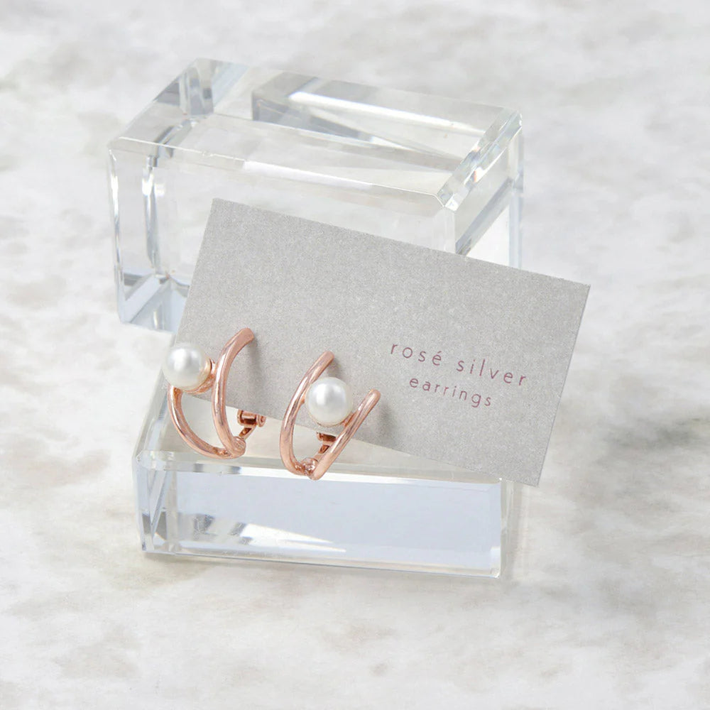 Rose Silver Double Strand Clip Ons