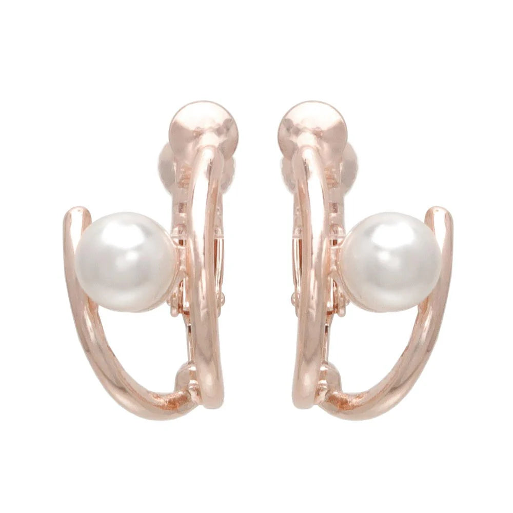 Rose Silver Double Strand Clip Ons