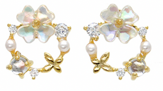 Flower and Pearl Studs