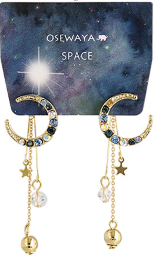 Space - Moon Drop Earrings