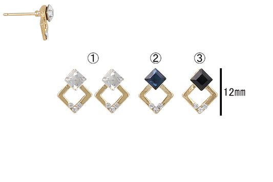 Geometric Crystal Frame Stud Earrings