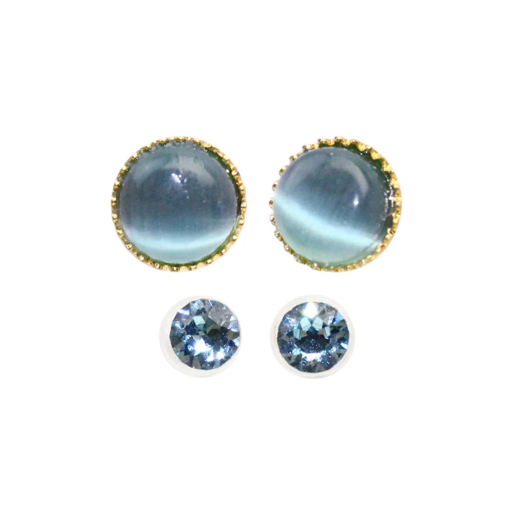Cat's Eye Stone Invisible Clip On Earrings