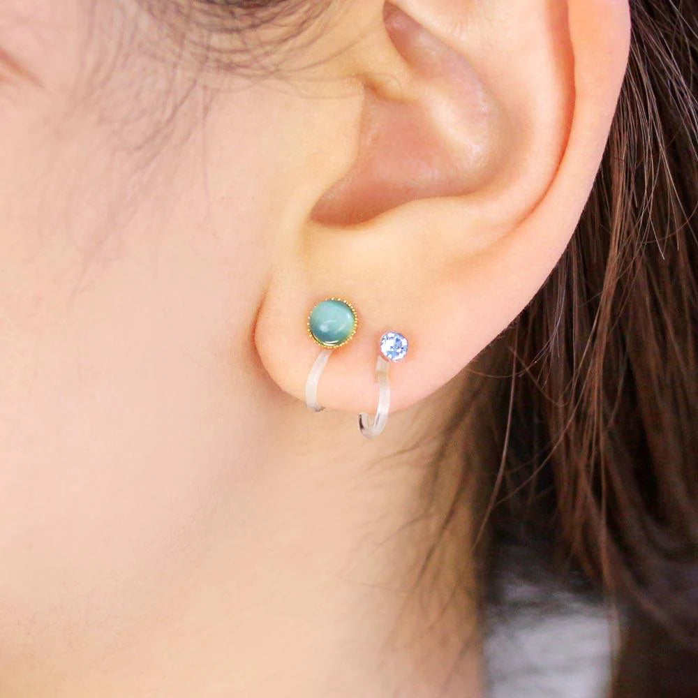 Cat's Eye Stone Invisible Clip On Earrings