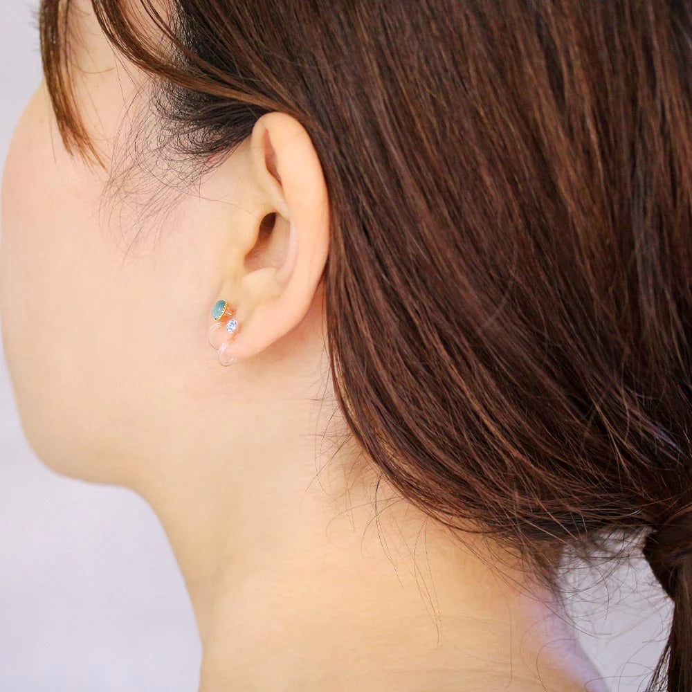 Cat's Eye Stone Invisible Clip On Earrings