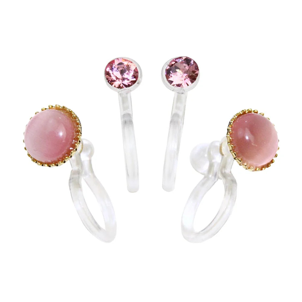 Cat's Eye Stone Invisible Clip On Earrings