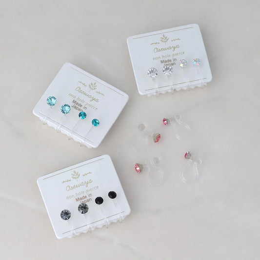 Color Crystal Invisible Clip On Earrings