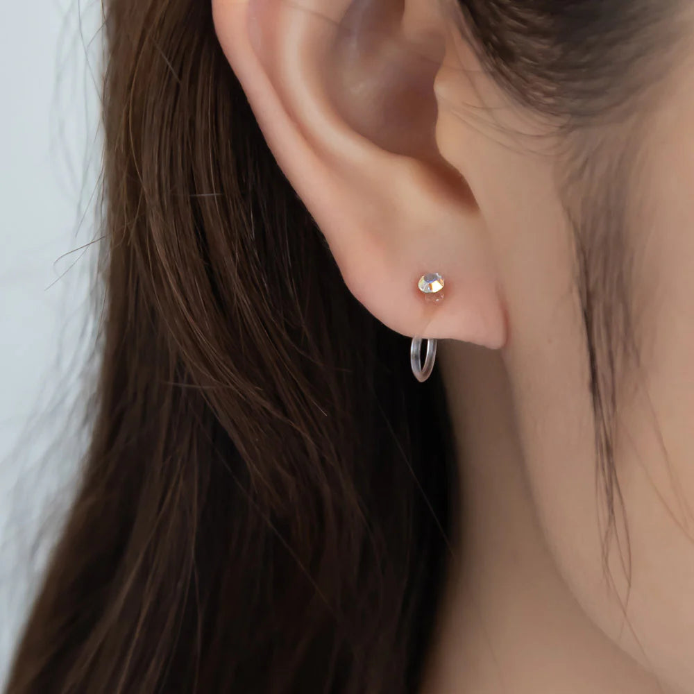 Color Crystal Invisible Clip On Earrings