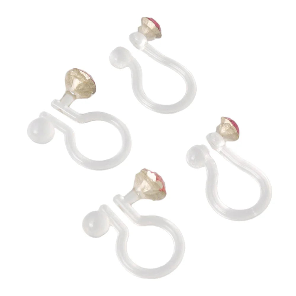 Color Crystal Invisible Clip On Earrings