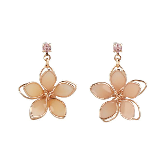 Translucent Wire Flower Drop Earrings