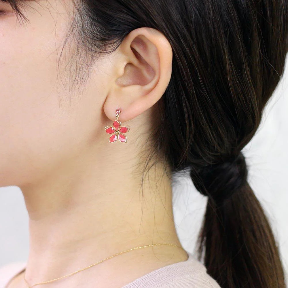 Translucent Wire Flower Drop Earrings