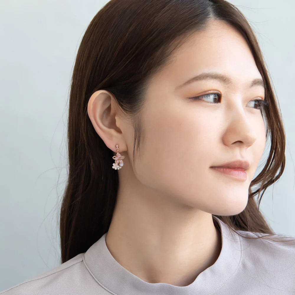 Flower and Pearl Clip On Earrings