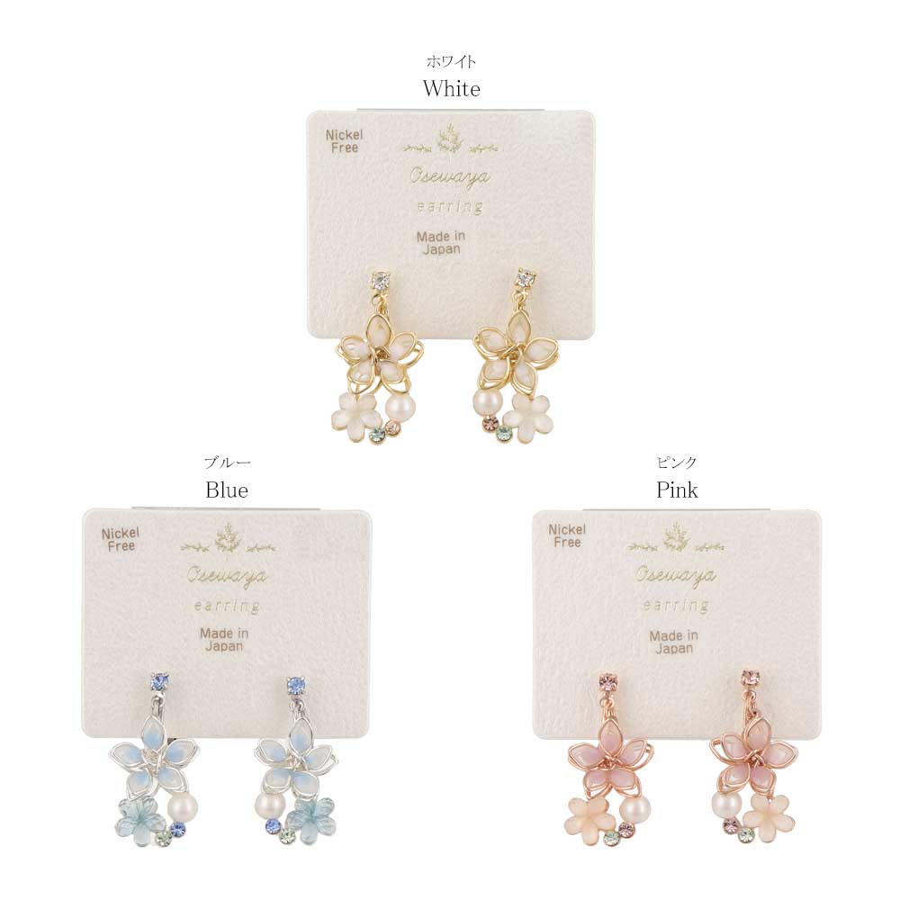 Flower and Pearl Clip On Earrings