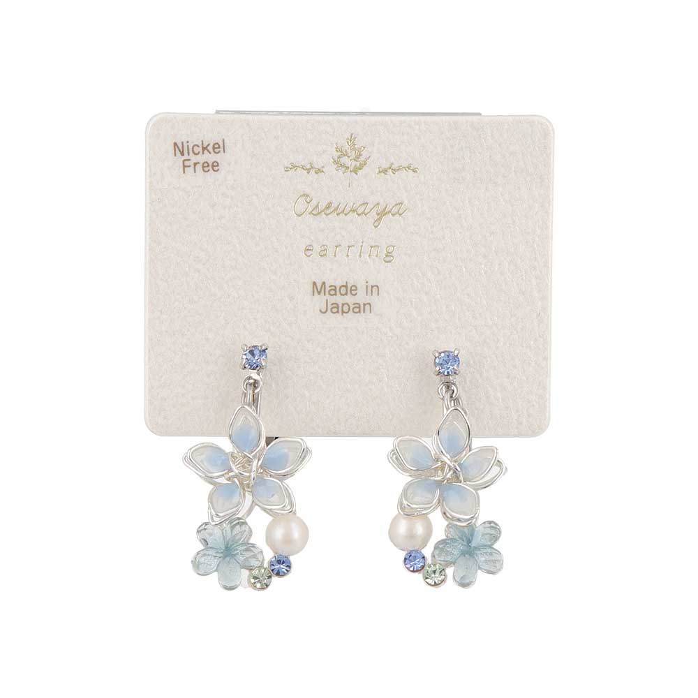 Flower and Pearl Clip On Earrings