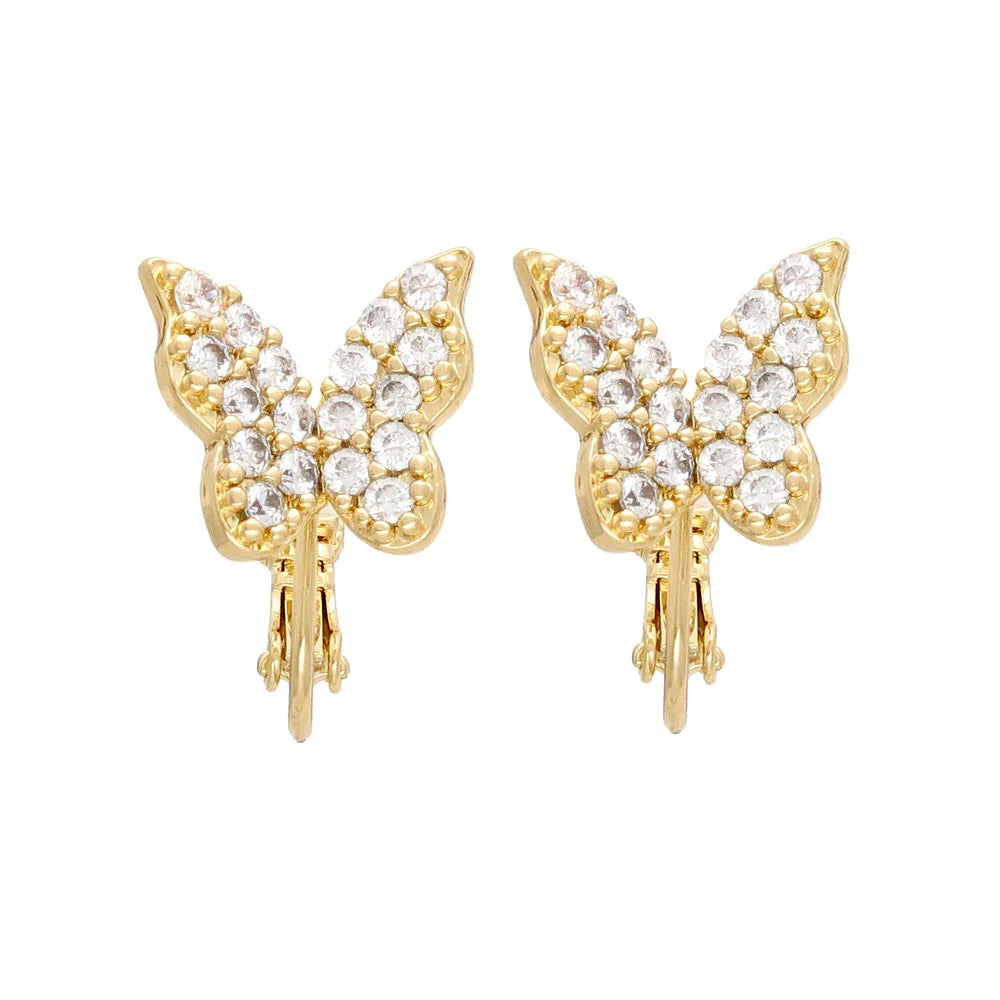 Pave Butterfly Clip On Earrings