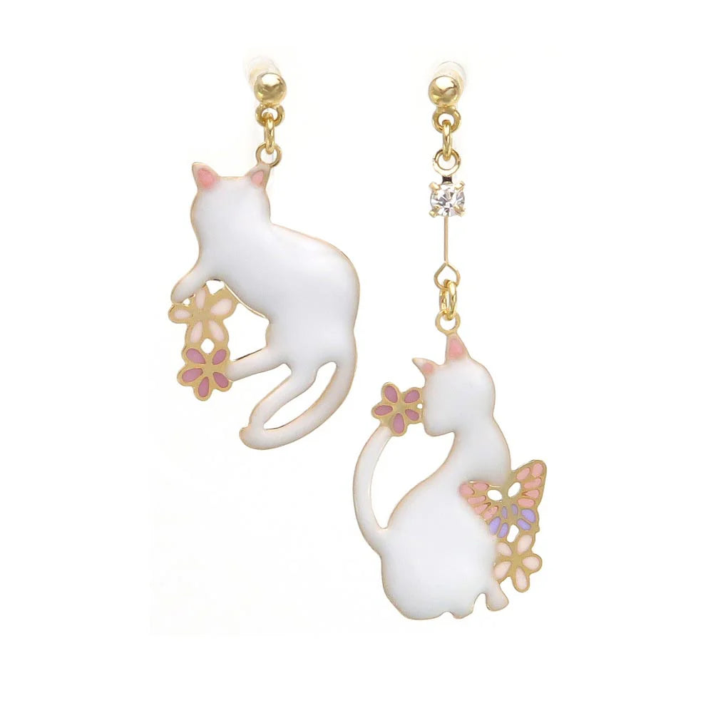 Cat and Butterfly Invisible Clip On Earrings