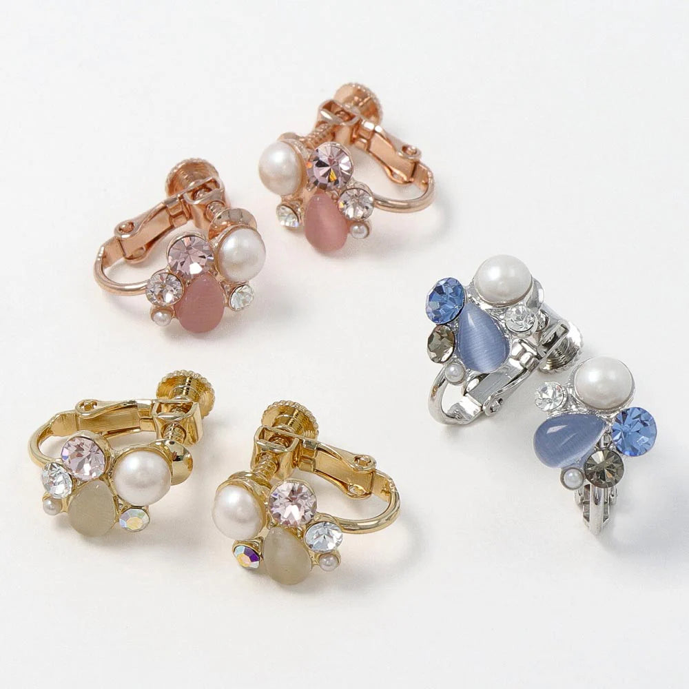Multi Jeweled Clip On Earrings