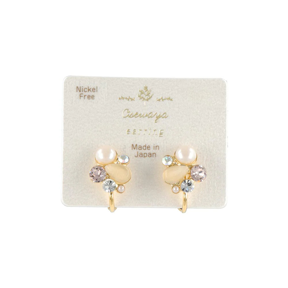Multi Jeweled Clip On Earrings