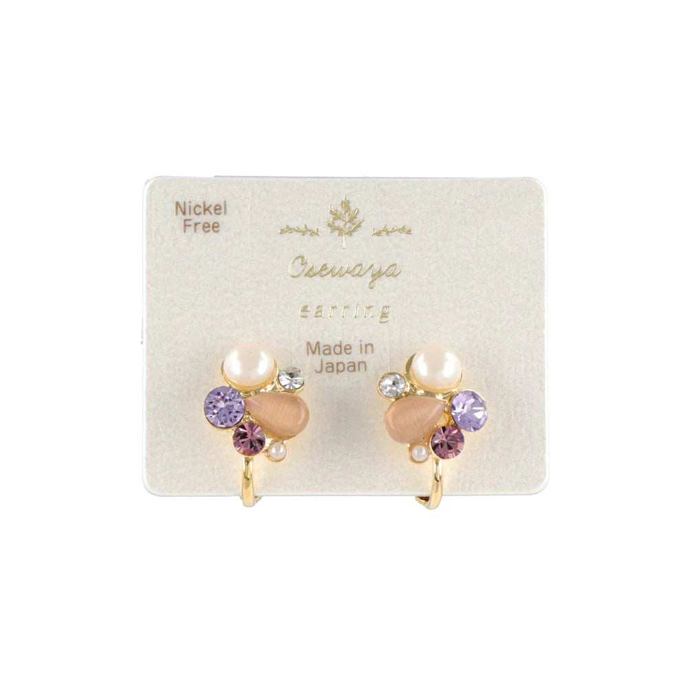 Multi Jeweled Clip On Earrings