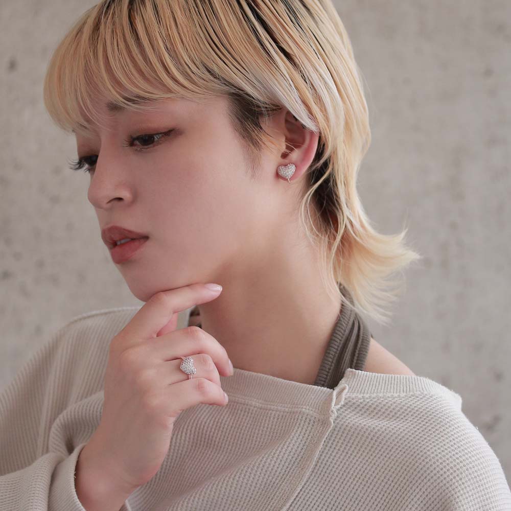 Pave Heart Clip On Earrings