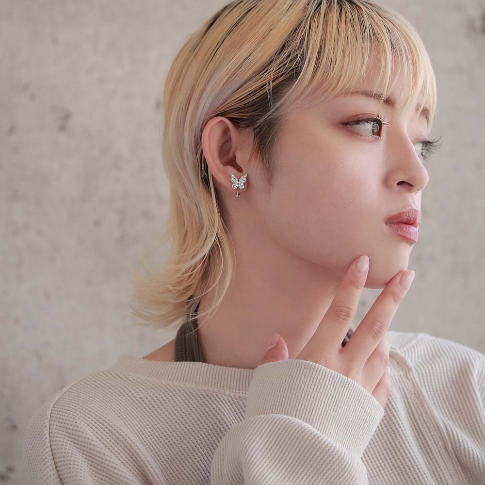 Pave Butterfly Clip On Earrings