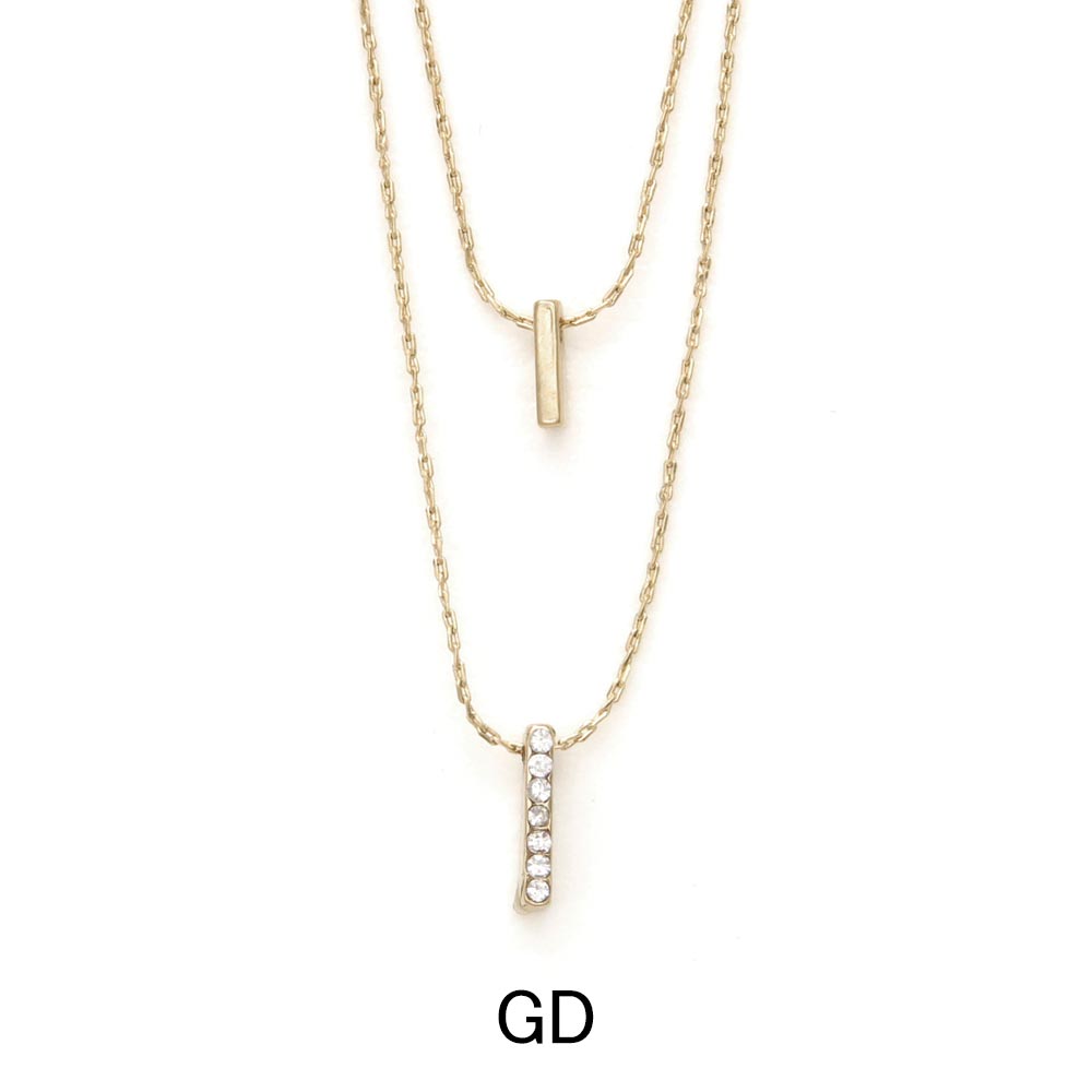 Layered Bar Crystal Necklace