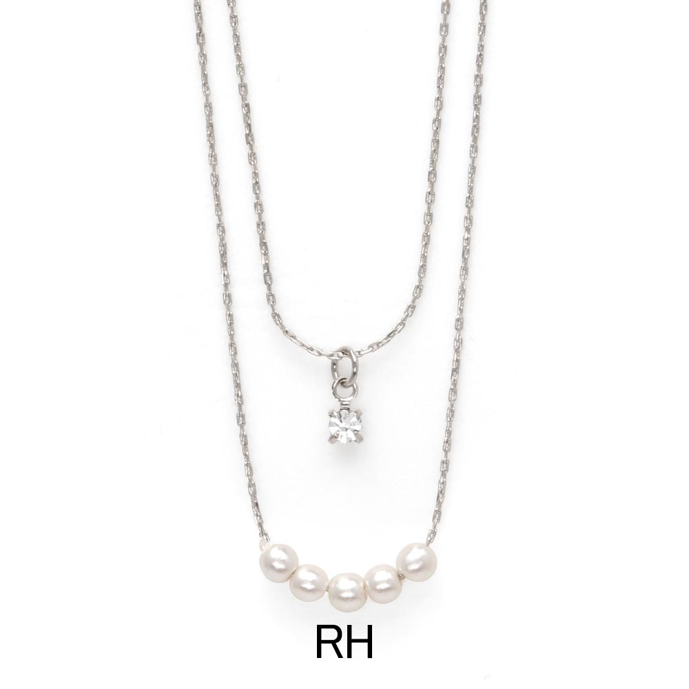 Layered Pearl Crystal Necklace