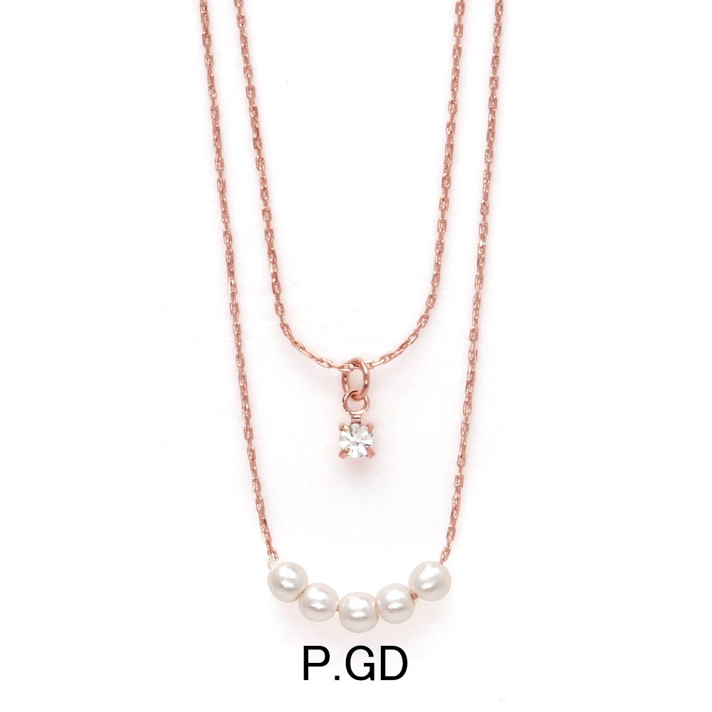 Layered Pearl Crystal Necklace