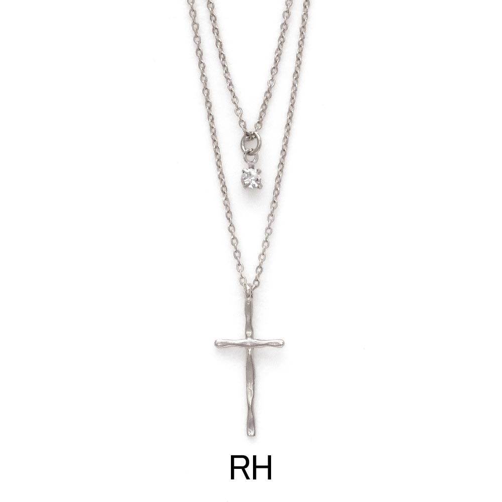Layered Cross Crystal Necklace