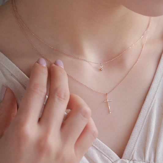 Layered Cross Crystal Necklace