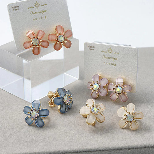 Flower Clip On Earrings