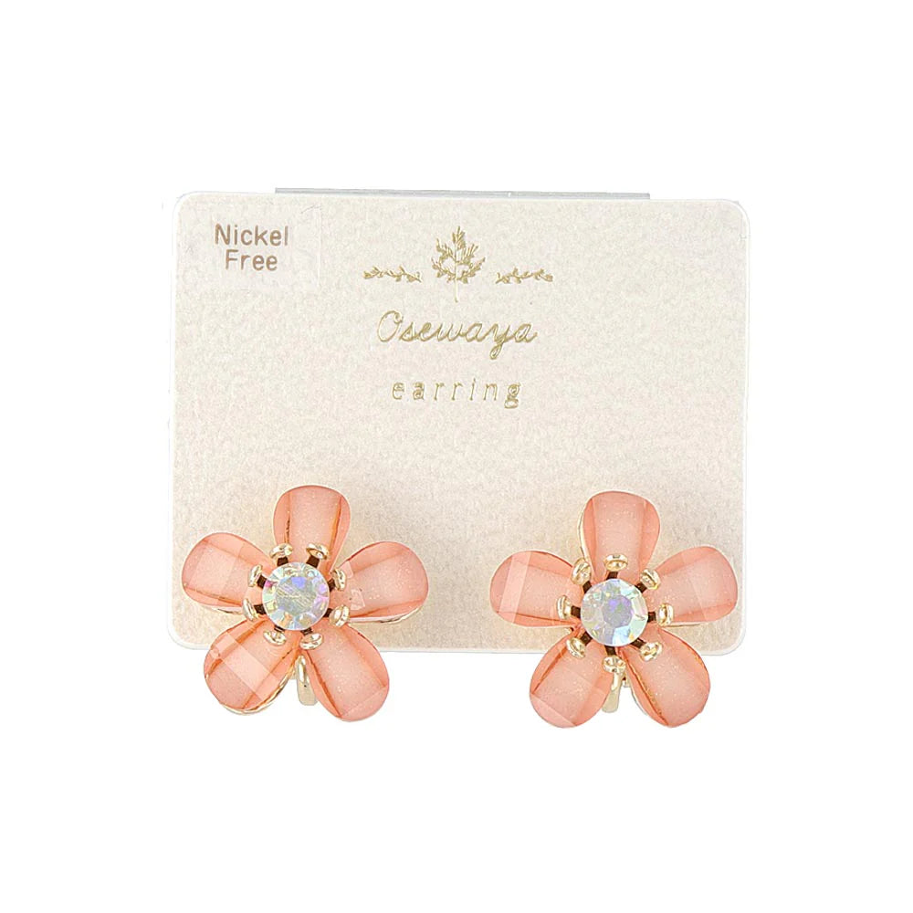Flower Clip On Earrings