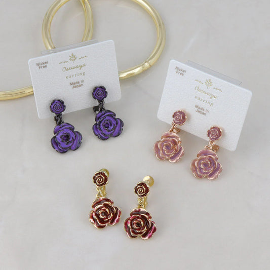 Double Rose Clip On Earrings