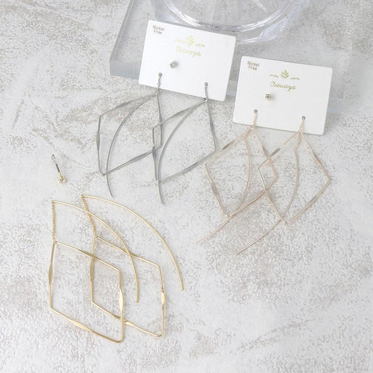 Rhombus Threader Earrings and Stud Set