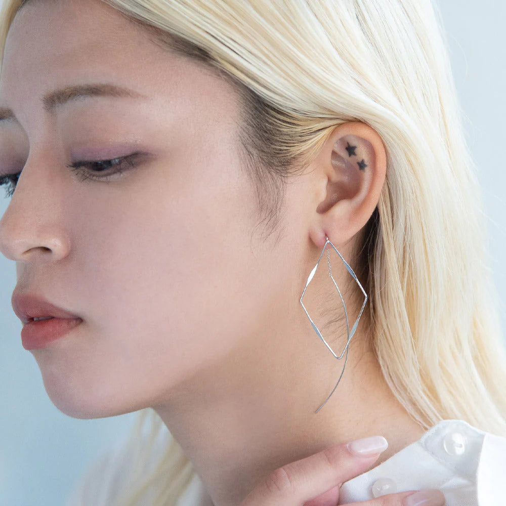 Rhombus Threader Earrings and Stud Set