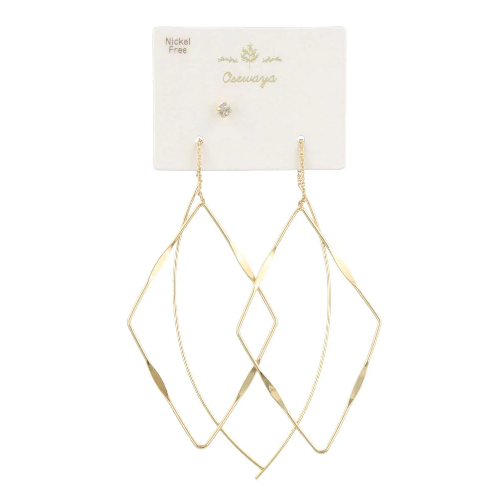 Rhombus Threader Earrings and Stud Set