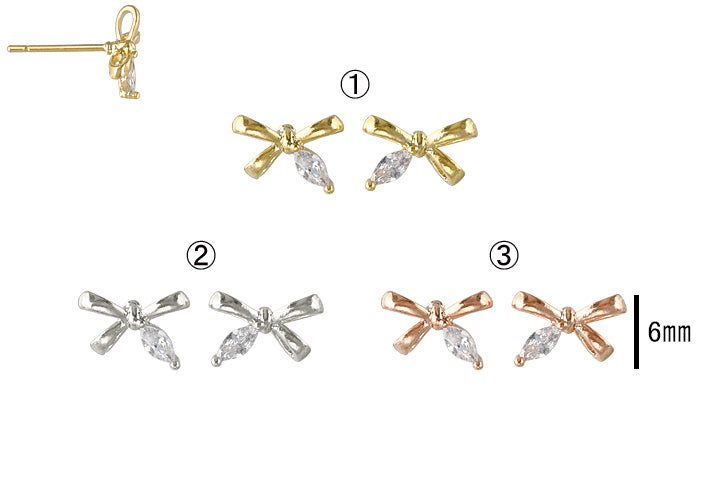 Coquette Ribbon Charm Studs Earrings